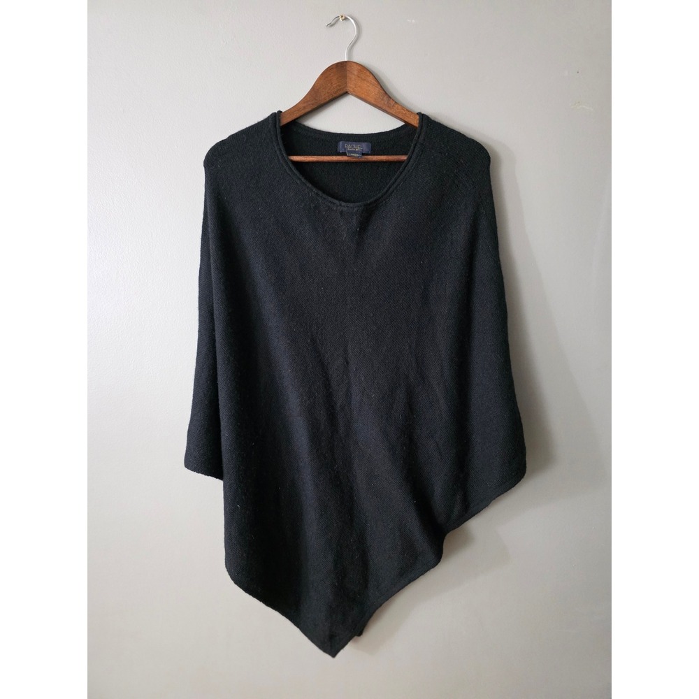 Rachel Rachel Roy Black Knit Asymmetrical Poncho One Size Wrap Sweater